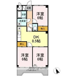 サザンハピネス【6階】の間取り