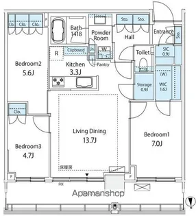 GLOBAL FRONT TOWER【31階】の間取り