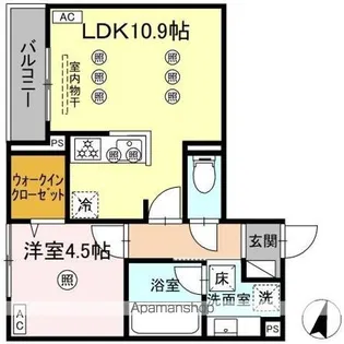 ディアライズ綾羅木本町 A棟【1階】の間取り