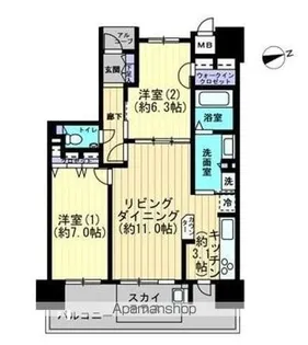ロイヤルガーデン県庁前第2【1502号室】の間取り