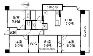 サーパス西大津【606号室】の間取り