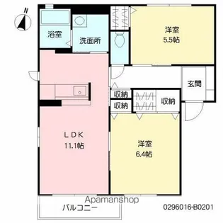 クオリア Ⅱ棟【201号室】の間取り