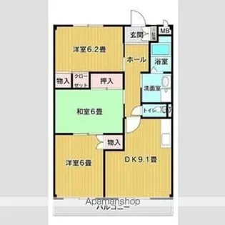 フローラ日の出【2階】の間取り