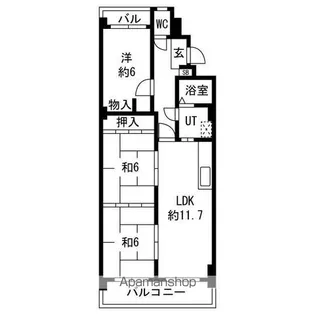 宝東海橋ハイツ【3階】の間取り
