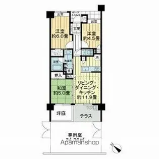 クオス保土ヶ谷【107号室】の間取り