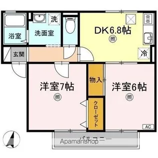 サンライズ下庄【1階】の間取り