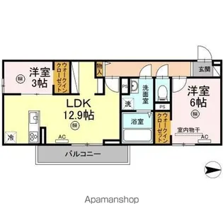 ブランネージュ中川 C棟【2階】の間取り