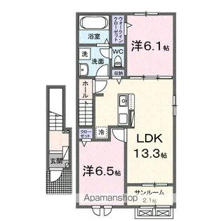 デュエパラッツォ岩田東【2階】の間取り