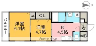 PERLA南川添Ⅱ【4階】の間取り