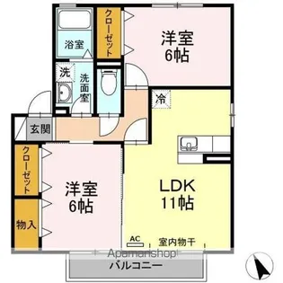 パレス与一 A【2階】の間取り