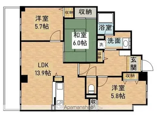 ファミールタワープラザ岡山イーストタワー【6階】の間取り