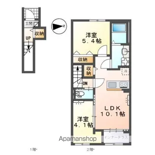 木更津市長須賀字上越戸 アパートⅢ期工事【2階】の間取り