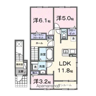ヒカルサ金沢畝田東Ⅱ【2階】の間取り