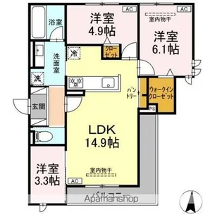 オークグレイス【201号室】の間取り