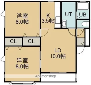 ロイヤルシティ中道【2階】の間取り