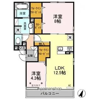 ロイジェントパークス草加手代 A【2階】の間取り