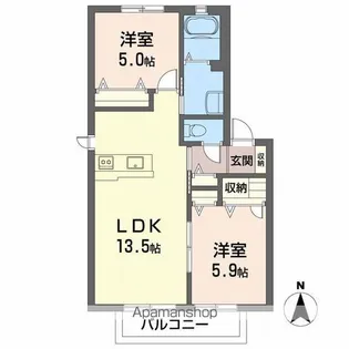 虹A棟【2階】の間取り