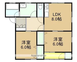 パティオ緑ヶ丘B棟【102号室】の間取り