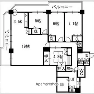 知事公館前タワーレジデンス【19階】の間取り