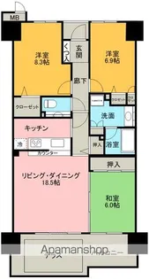 ロイヤルガーデン城西【302号室】の間取り