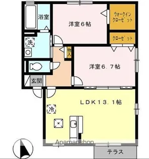 シュロス.眉山 A【1階】の間取り