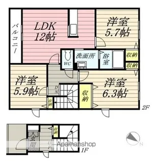 アルトーレ カーサ B棟【2階】の間取り