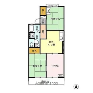 スカイハイツ中切 B【1階】の間取り