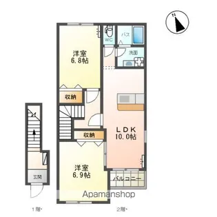 メゾンエスポアール【2階】の間取り