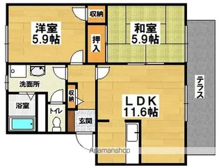 鍵田ハイツ【1階】の間取り