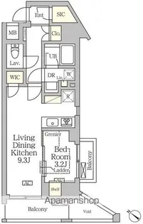 アジールコート松濤【12階】の間取り