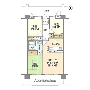 とちのき通り北弐番館【2階】の間取り