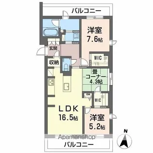 ジョフリエル【2階】の間取り