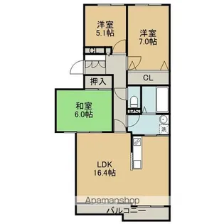 サーム千歳ドミニオWING11【405号室】の間取り