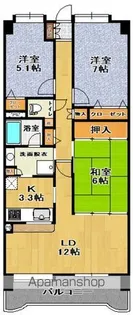 チサンマンション神明町1202号【12階】の間取り