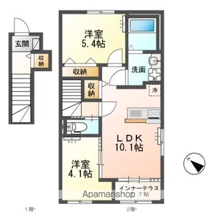 つくば市大角豆アパート(仮【2階】の間取り