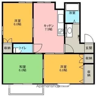 パセオファミールハウスB棟【201号室】の間取り