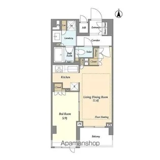 LIBR GRANT 四谷三丁目【3階】の間取り