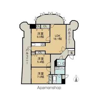 ハートヒルズ久屋大通【6階】の間取り