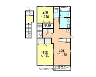 ホワイトアベニューA【202号室】の間取り