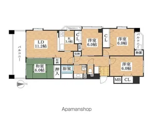 モアグレース比良【4階】の間取り