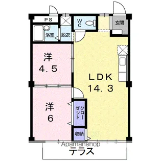 アパート グリンピア【1階】の間取り