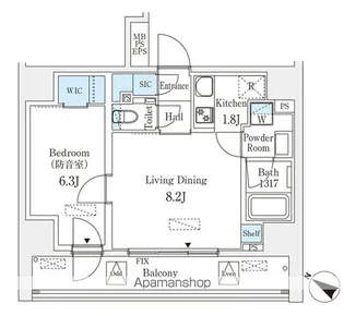 フィシオ飯田橋【4階】の間取り