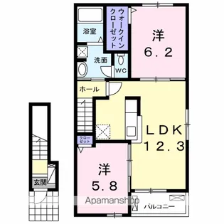 レーブ・サムケット【2階】の間取り