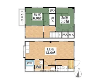 愛知県犬山市大字塔野地字杉ノ山【テラスハウス】の間取り