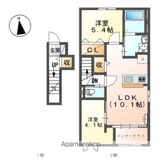 サントル ヴィラージュ村部 B【2階】の間取り