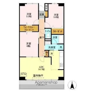 ルーチェ緑が丘 B【2階】の間取り