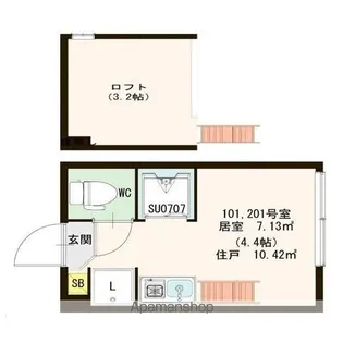 リヴィエール中野【101号室号室】の間取り