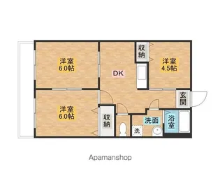 ラ・カーサーJ’S【101号室】の間取り