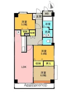 郷中青井マンション【502号室】の間取り