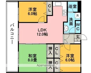 ラパスマンション諏訪野【606号室】の間取り